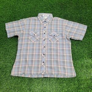 Vintage 80s Sears Plaid Button Shirt XL 17.5 24x29 Hippie Western